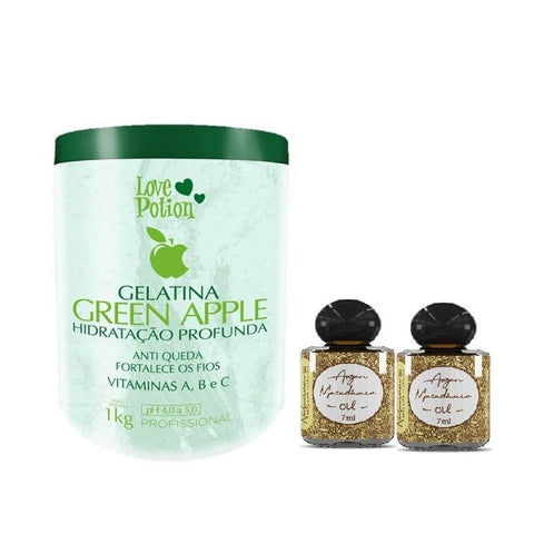 Green Apple Love Potion Hair Gelatin 1kg + 02 Oils