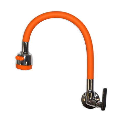 Grifo Color Naranja con Varilla Flexible 1/4 Pared Cocina