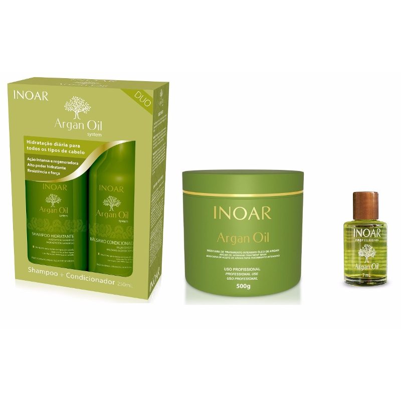 Inoar Kit Dúo Aceite De Argán 250ml + Mascarilla 500ml + Ampolla 7ml