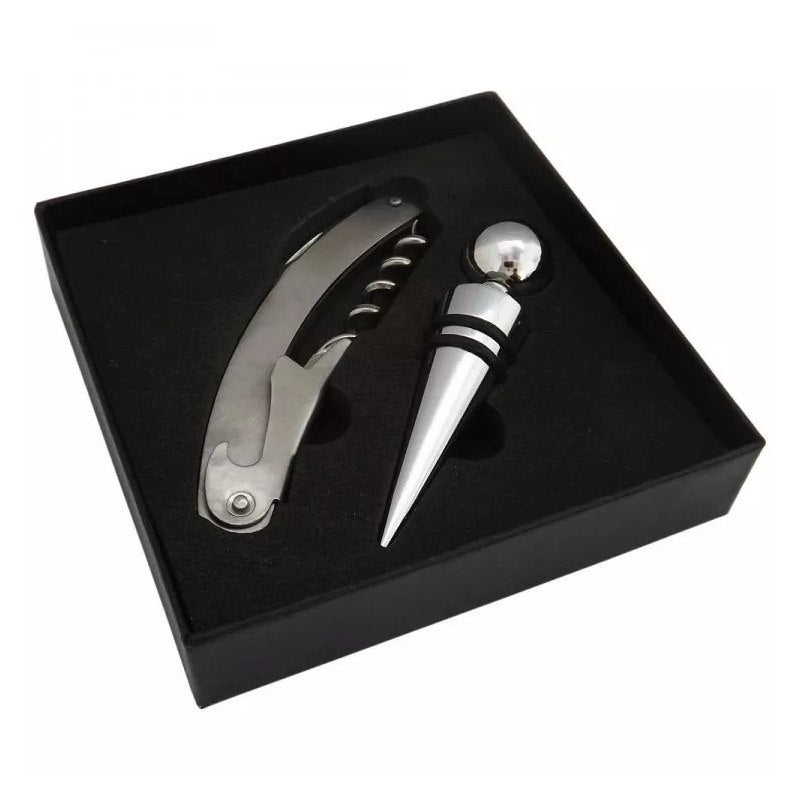 Wine Kit 2 Pieces with Corkscrew and Lid