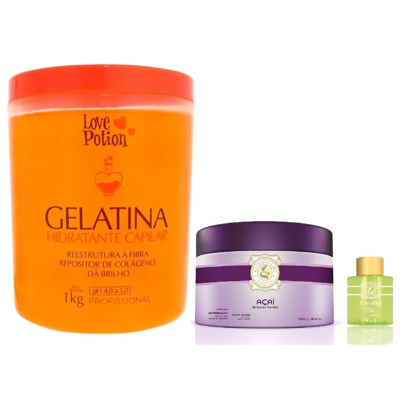 Love Potion Gelatina Hidratante Capilar 1kg+mascarilla de Açai+aceite