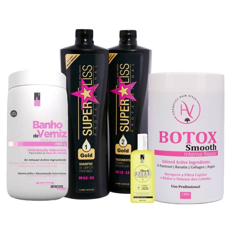 Kit Completo Escova Superliss 1l +botox 1kg+ Hidratação 1kg