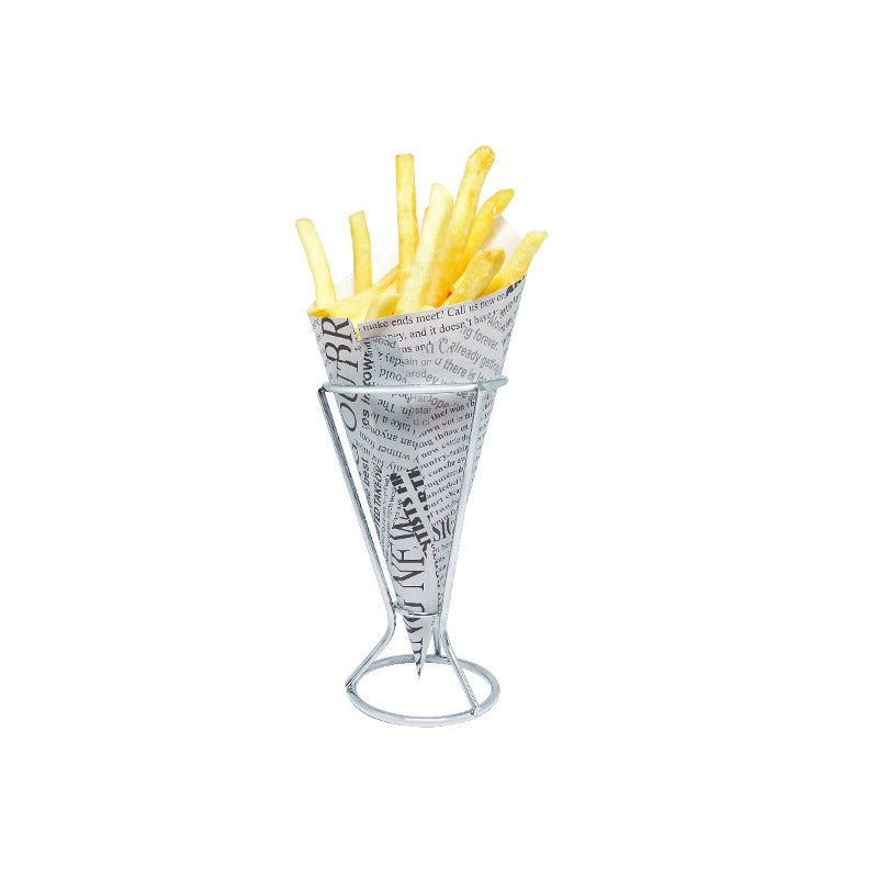 Support to Serve French Fries and Snacks in a Cone With Paper