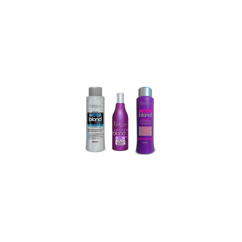 Kit=1 Mega Blond Purple+1 Mega Blond Black+1 Platinum Shampoo