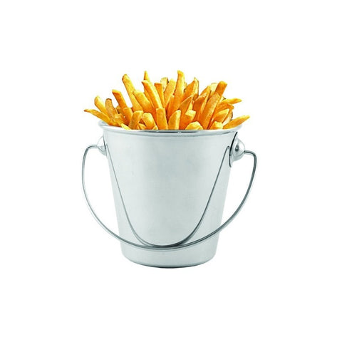 Kit with 20 9 cm stainless steel buckets for serving fries and snacks